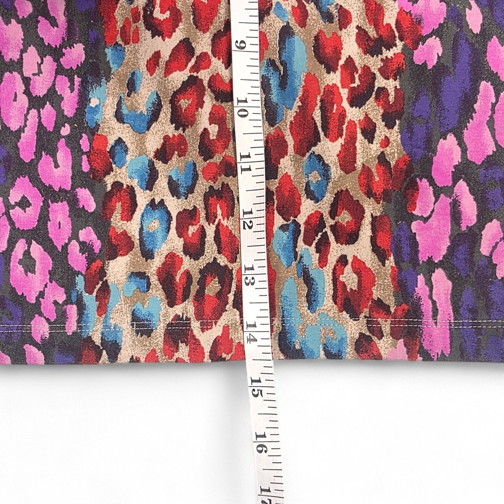 Forever 21 Womens Leopard Print Mini Skirt Pink Blue Red Animal Print Size M - Picture 6 of 6